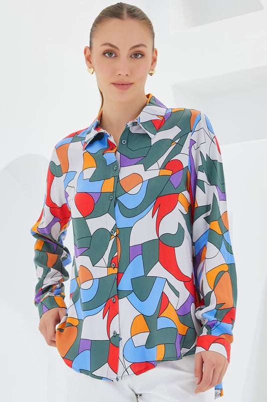 Bigdart Graphic Patterned Shirt - E.Khaki E. Khaki Women