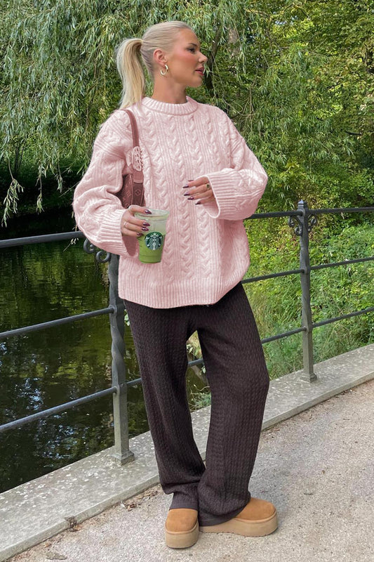 Madmext Pink Crew Neck Knitted Knitwear Sweater Women