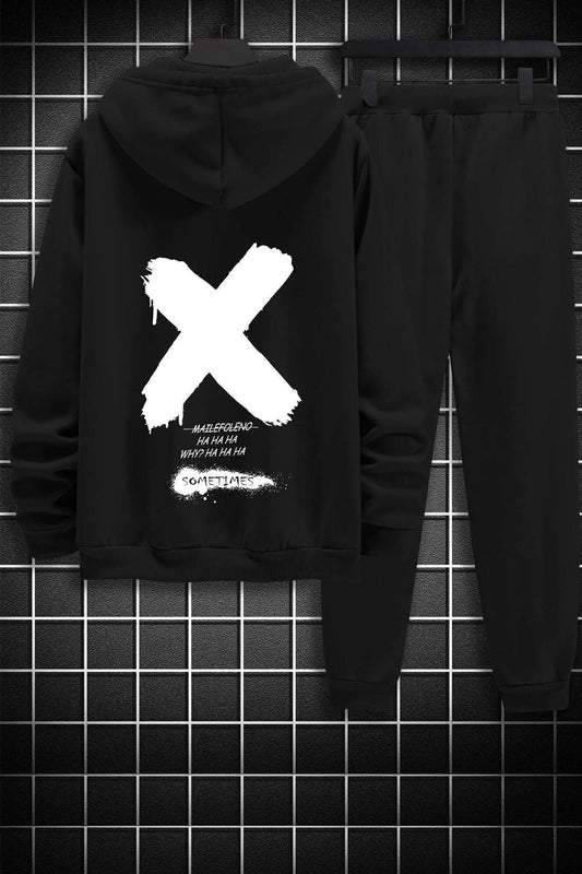 uyguntarz Unisex Sometimes X Printed Tracksuit Set Black Unisex