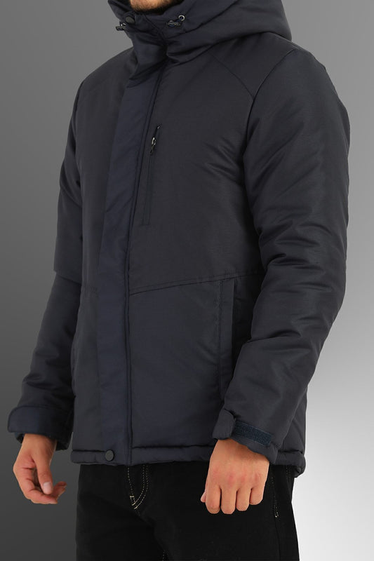 D1fference Men's Navy Blue Windproof Hooded Sports Winter Coat & Coat & Parka Men