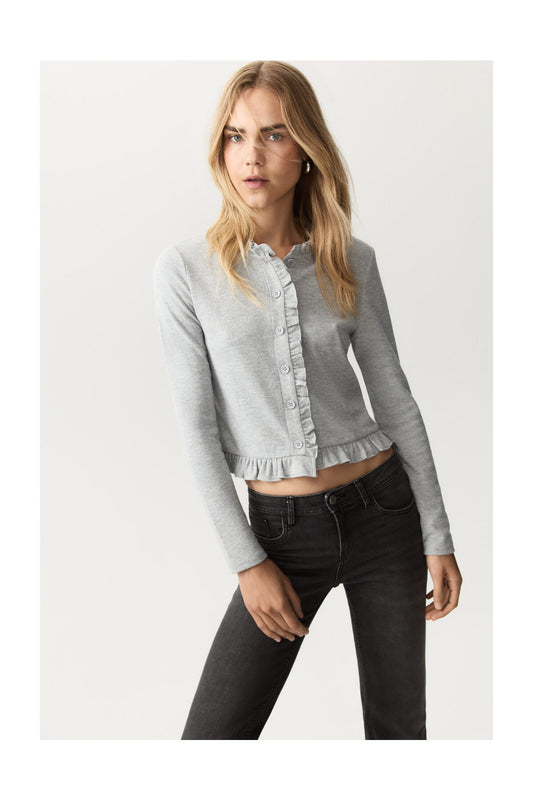 LEFTIES Woman's Wavy Knit Jacket Light Ecr Women