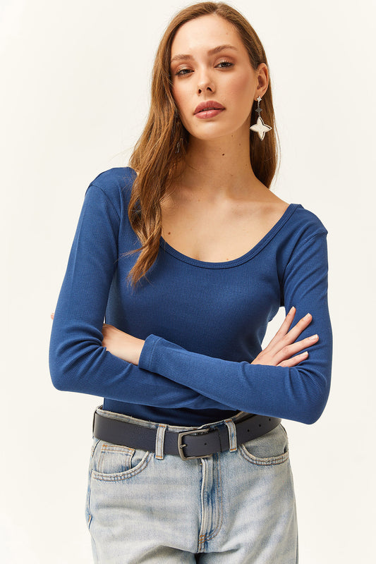 Olalook Women's Indigo Wide Collar Camisole Blouse Women