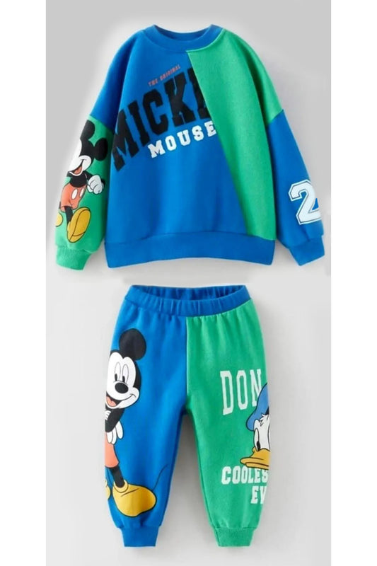 Bubito Baby Kids Top and Bottom Set with Mickey Mouse Image - Multi Colored Multicolored Unisex