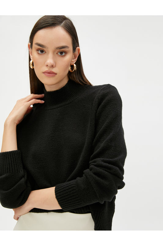 Koton High Collar Knitwear Sweater Long Sleeve Black Women