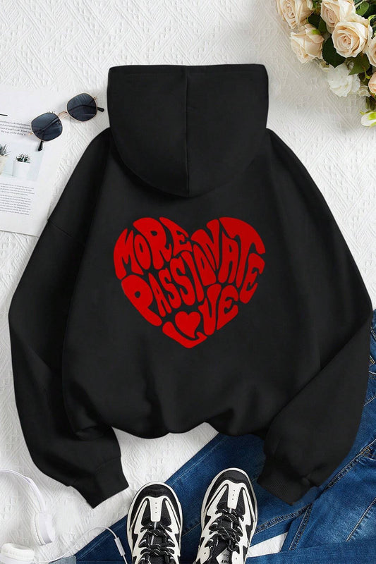uyguntarz More Love Printed Cotton Oversize Sweatshirt Black Unisex