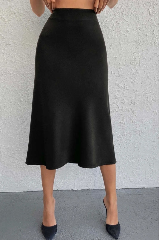 Vitrin Midi Skirt with Side Zipper Black Women