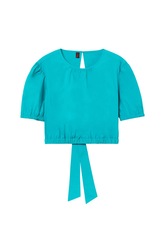 Cropped blouse with puff sleeves. Women