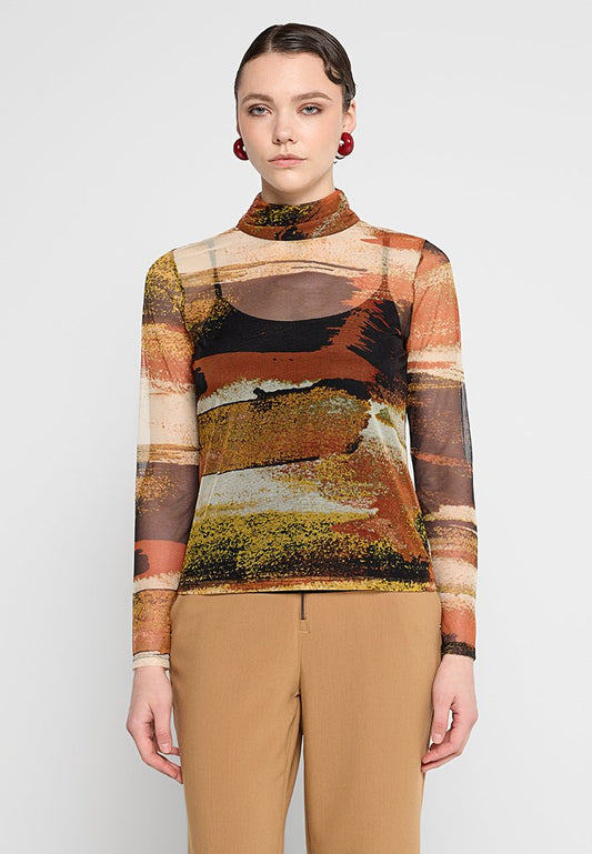 L/S PRINTED MESH TRT Women