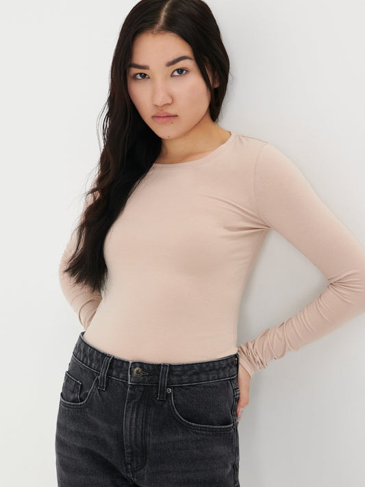 Sinsay Women long-sleeved T-shirts (2109F-08X Beige)