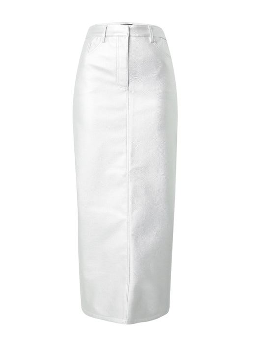 Nasty Gal Premium Faux Leather Metallic Maxi Skirt (13374443) Women