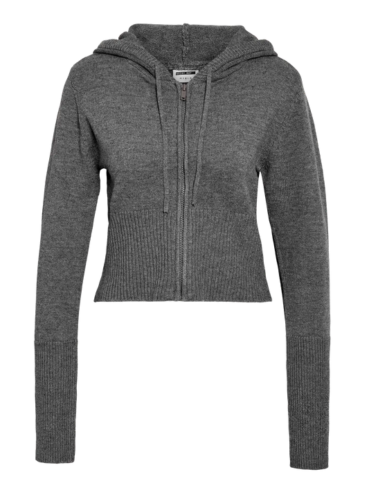 Nouria Long Sleeve Zip Knit Cardigan Medium Grey Melange (27034672) Women