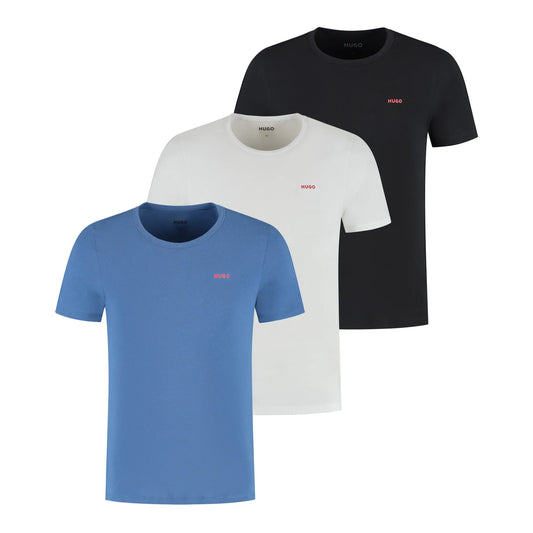 Hugo Cotton Jersey Crew Shirt (3-pack) Black  (50532811-965) Men