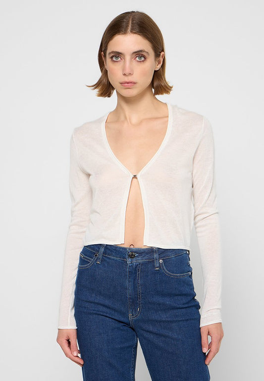 Calvin Klein LINEN BLEND KNIT CA, PF6 Off-white (ZZO2U1J50-A00) Women