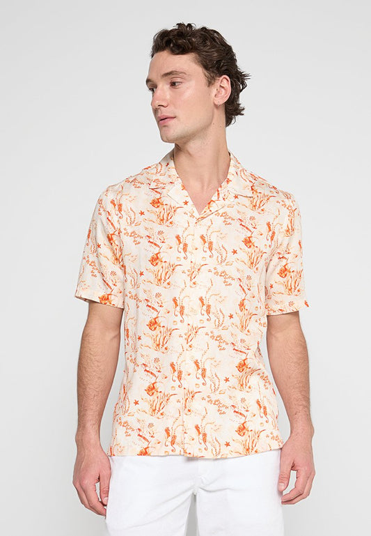 Lindbergh AOP viscose resort collar S/S (ZZO2KJC04-H00) Men