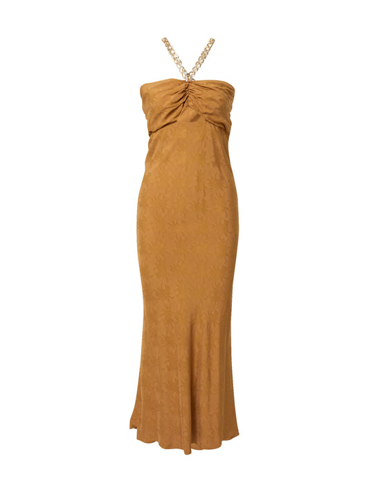 Warehouse (Ay) Gold Chain Jacquard Midi Dress (8360536) Women