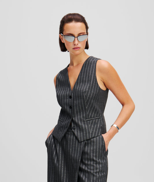 Karl Lagerfeld Pinstripe Waistcoat Quiet Shade (A1W14026251) Women