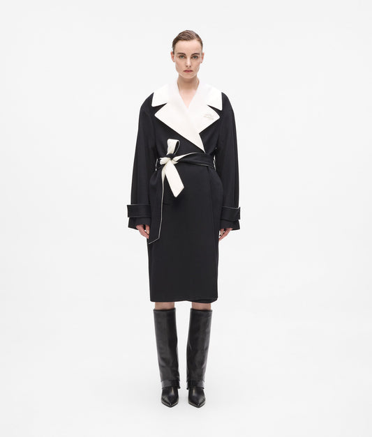 Karl Lagerfeld Soft Wool Coat White/Black (A3W15010101) Women