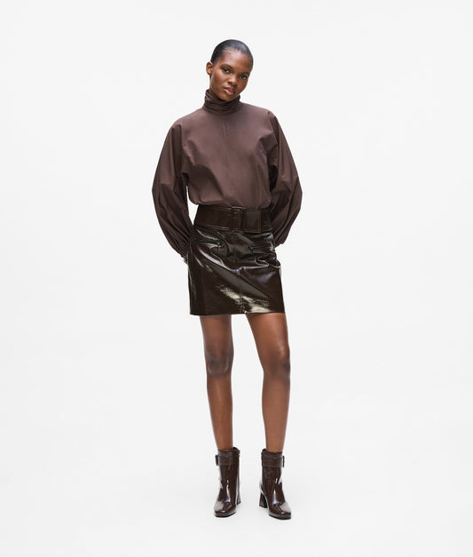 Karl Lagerfeld Patent Leather Skirt Java (A4W12018201) Women