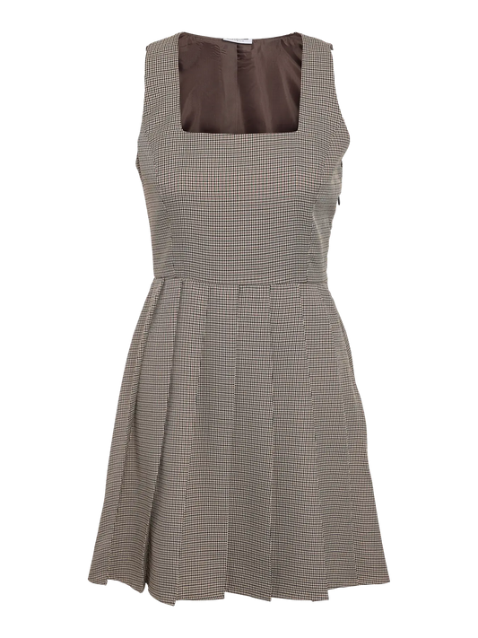 Velva Sleeveless Pleat Check Dress Fwd Chocolate Brown (27037210) Women