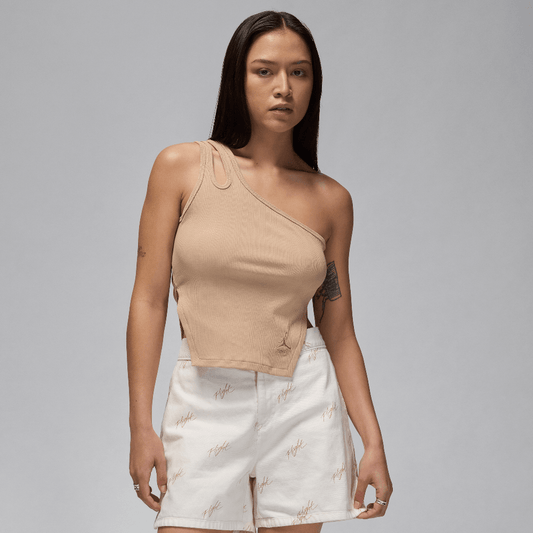 Jordan Women's Asymmetrical Ribbed Tank Legend Medium Brown (FN5798-244) Women
