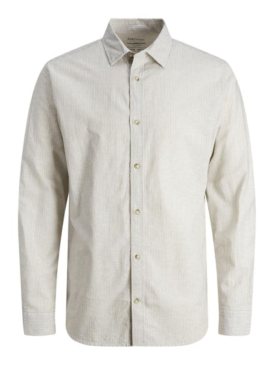 Jack & Jones Essentials JJESUMMER LINEN BLEND SHIRT LS SN Crockery (12248384-Crockery) Men