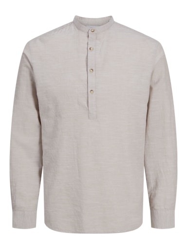 Jack & Jones Essentials JJESUMMER HALF PLACKET SHIRT LS SN Crockery (12269326-Crockery) Men