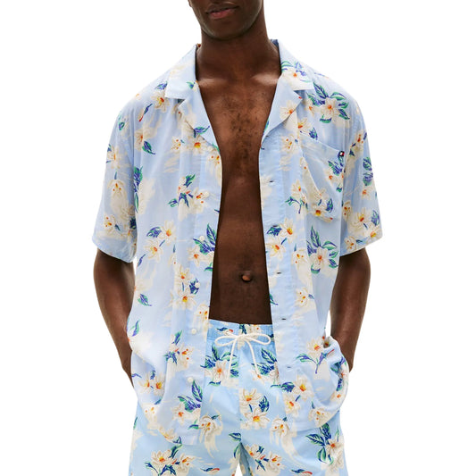 Tommy Hilfiger Flower Print Bowling Casual Shirt Light Blue (UM0UM03227-0K6) Men