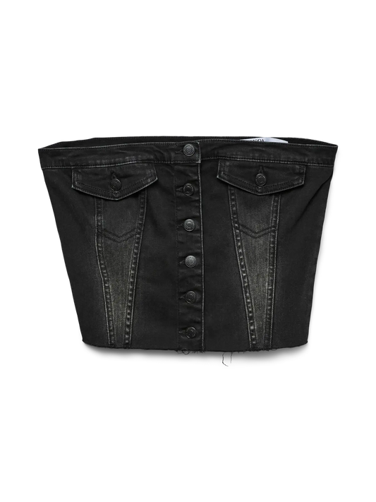 Riha Sleeveless Corsage Denim Top Black Denim (10327636) Women