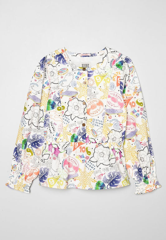 Scotch & Soda ALL-OVER PRINTED LACE DETAIL COTTON Top multi-coloured (ZZO34WB32-A00) Kids