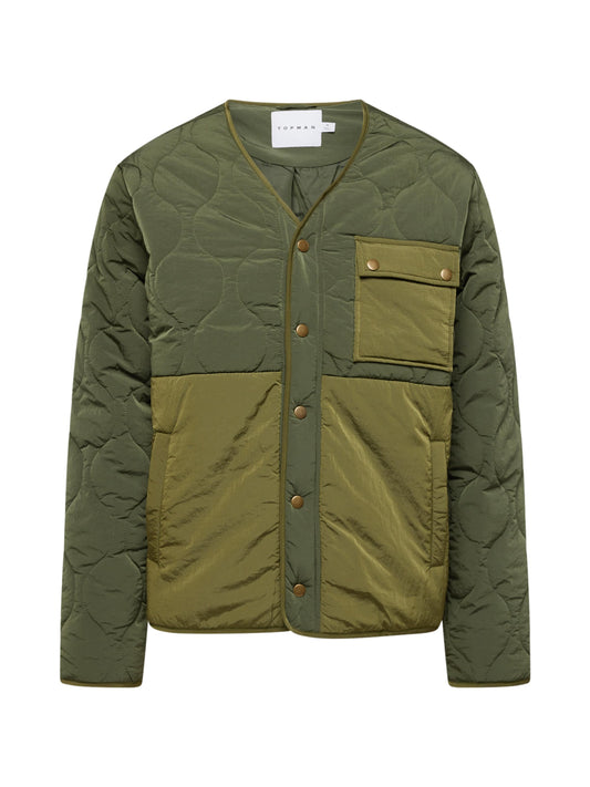 Topman liner jacket with mixed fabric in brown (13477841) Men