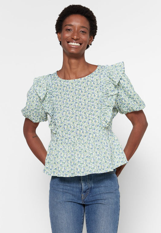 JDYEVELYN S/S FRILL TOP WVN LO Women