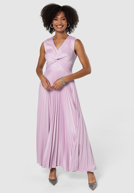Closet Gold Pleated Twist Dress D9002 Women