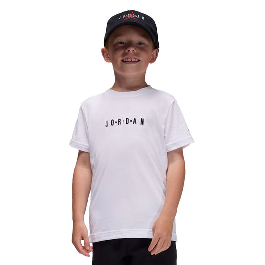 Jordan T-Shirt Wordmark Emb Crew White (85D634-001) Kids