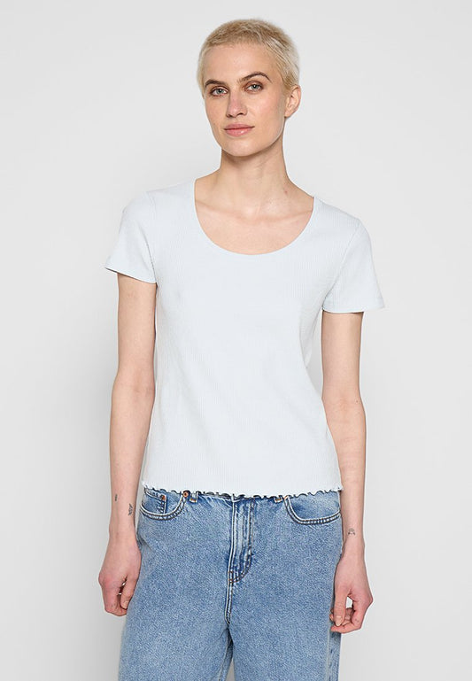Selected SLFZKAMIE RIBBED SS O NECK TEE Light Blue (ZZO30UC33-K00) Women
