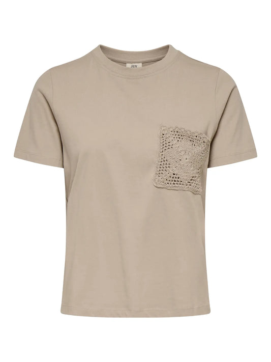 Selma Short Sleeve Crochet Pocket Top Chateau Gray (15322073) Women