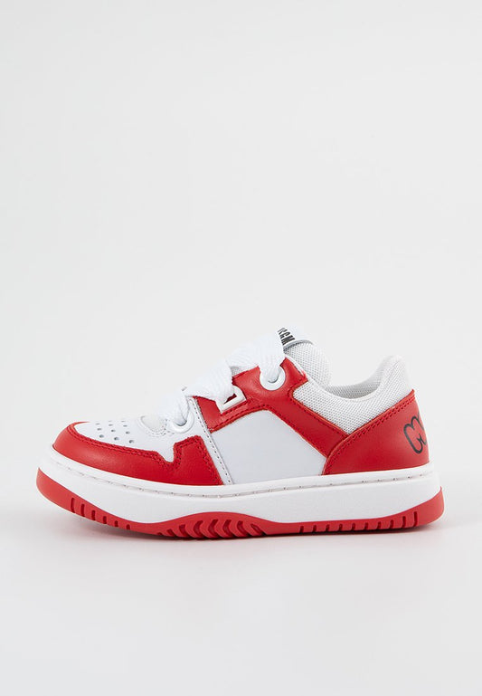 Msgm LEATHER & MESH LACE-UP LOW RETRO BASKET SNEAKERS off-white (ZZO2JFW12-A01) Kids