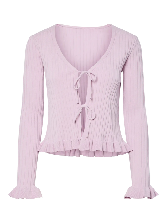 Ragnhild Long Sleeve V-Neck Cardigan Pwp Winsome Orchid (17162168) Women