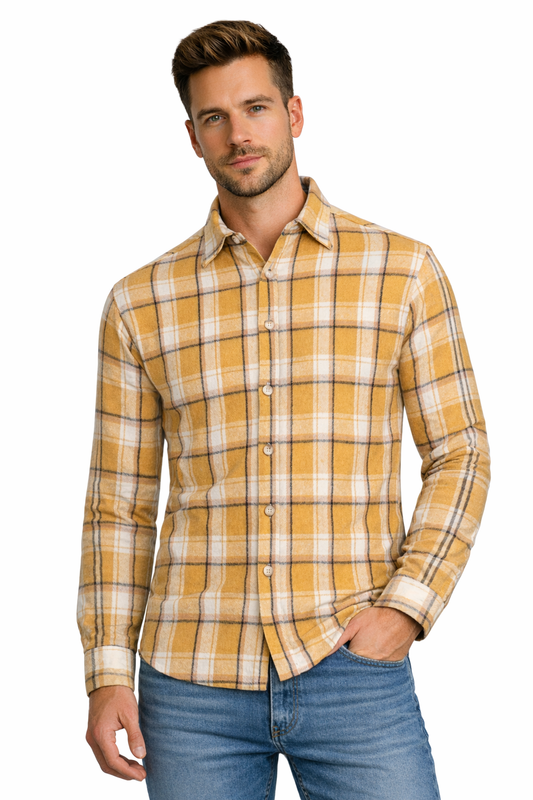 PLUS POSH Shirt Men's Yellow KRATKA (8961) Men