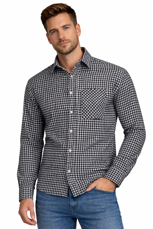 PLUS POSH Shirt 8981 Black White Houndstooth (8981) Men