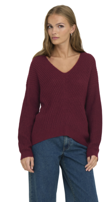 JDY ONLY JDY Sweater Women's JDYNEW MEGAN L/S PULLOVER KNT NOOS CABERNET/W.BLACK P (10228) Women