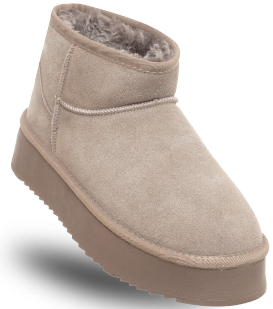 SOLO SOPRANI COUTURE Leather Ankle Boots Women's HUGH PLATFORM TAUPE (8014) Women
